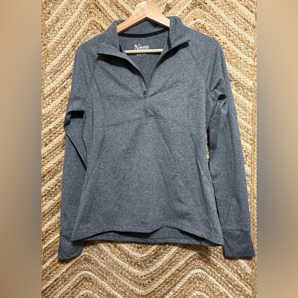 Natural Reflections Gray Quarter Zip Pullover Long Sleeve,Lightweight,Size M
